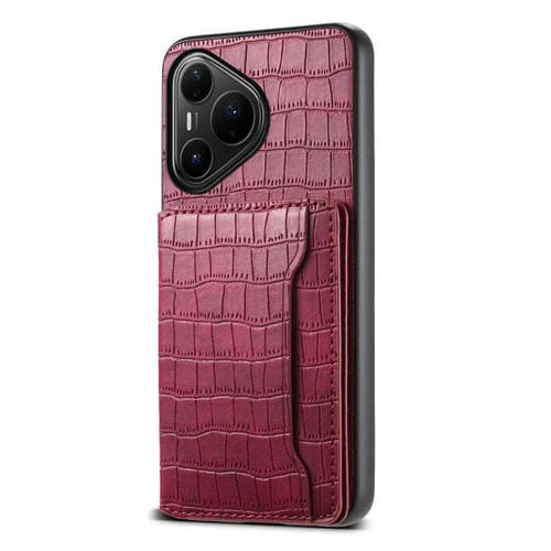 Funda para Huawei Pura 80 Pro / 80 Pro+ 5G con textura de cocodrilo y diseño de cartera, cobertura total (roja)