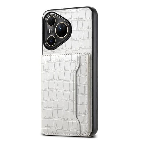 Funda para Huawei Pura 80 Ultra 5G con textura de cocodrilo y diseño de cartera, cobertura total (blanca)