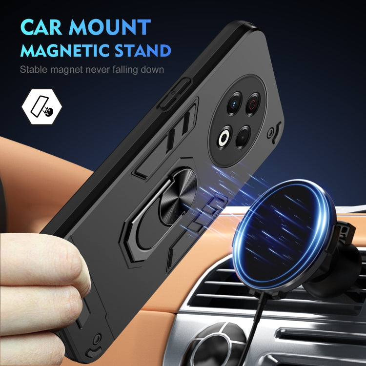 Funda para Teléfono Tecno Spark 30 con Anillo de Metal y Protección Antigolpes (Negro)