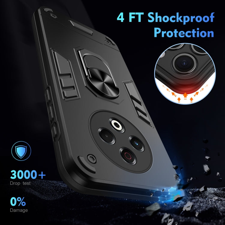 Funda para Teléfono Tecno Spark 30 con Anillo de Metal y Protección Antigolpes (Negro)