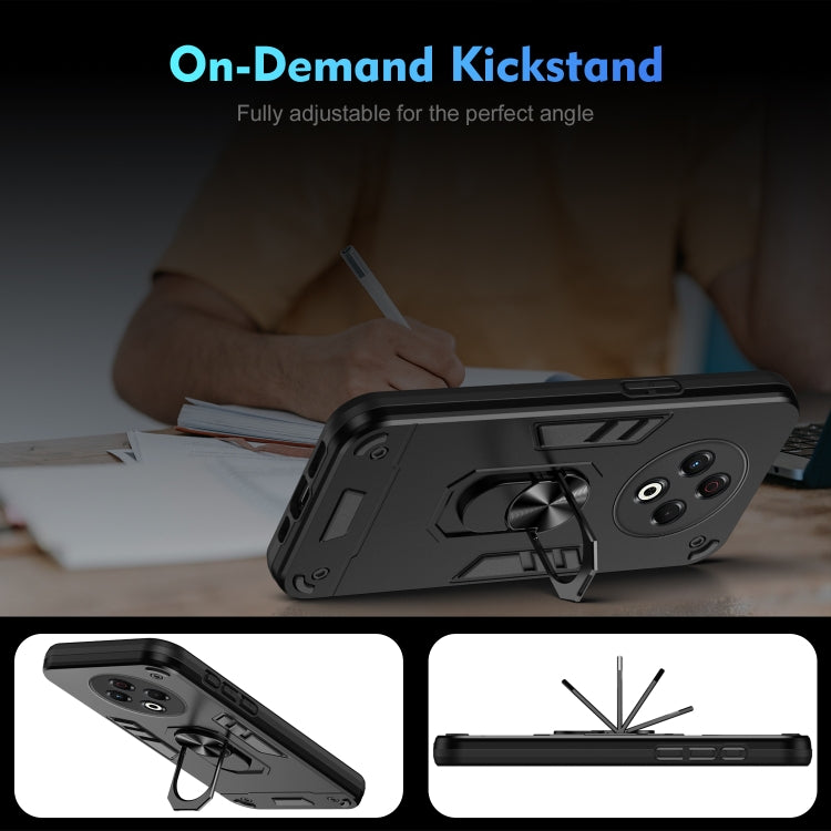 Funda para Teléfono Tecno Spark 30 con Anillo de Metal y Protección Antigolpes (Negro)