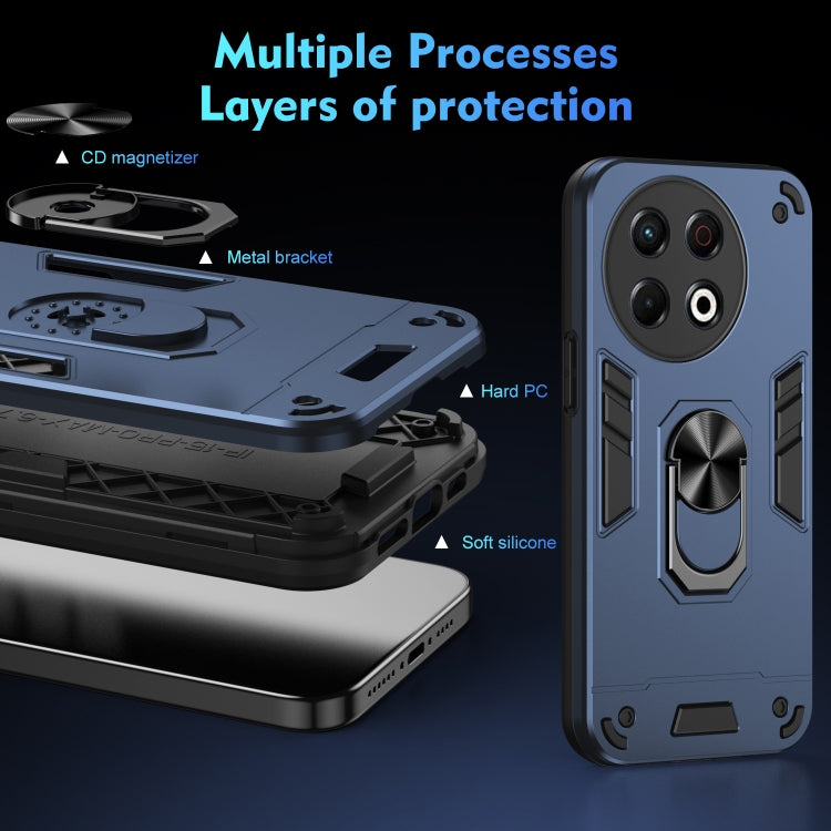 Funda para Teléfono Tecno Spark 30 Pro con Soporte de Anillo y Protección a Prueba de Golpes (Azul)