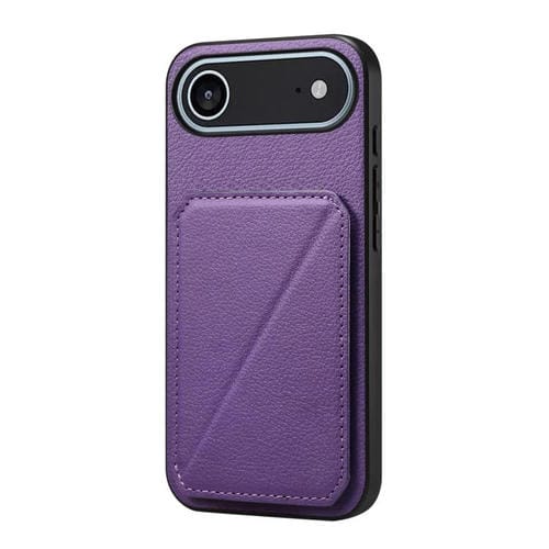 Funda para iPhone 17 Air D04 con textura de becerro y ranura para dos tarjetas (morado)