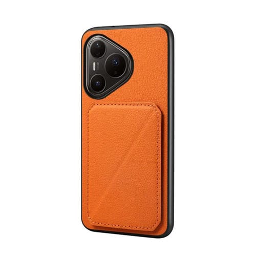 Funda para Huawei Pura 80 Pro / 80 Pro+ 5G D04 con textura de becerro y ranura para dos tarjetas (naranja)
