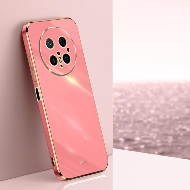 Funda TPU Xinli para Huawei Mate 70 Pro/70 Pro+ con Borde Dorado y Revestimiento 6D (Rojo Espino)