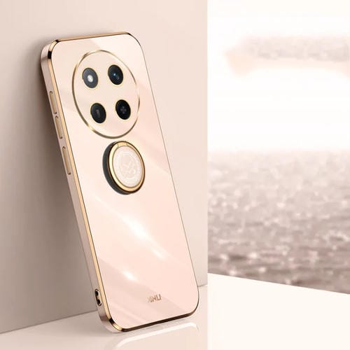 Funda TPU a Prueba de Golpes Honor X60 Pro Xinli con Borde Dorado y Soporte para Anillo (Rosa)