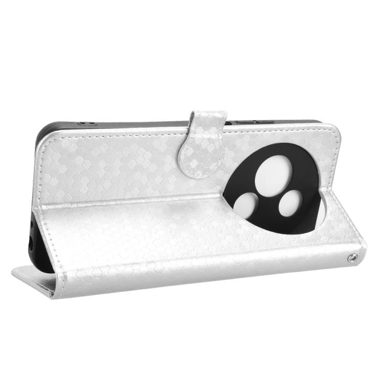 Funda de cuero con textura de puntos de panal para TCL 605 (plateada)