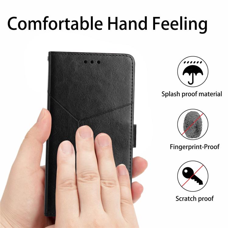 Funda de cuero con tapa en forma de Y para TCL 60 SE/605 (negra)