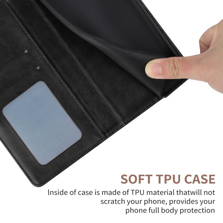 Funda de cuero con tapa en forma de Y para TCL 60 SE/605 (negra)