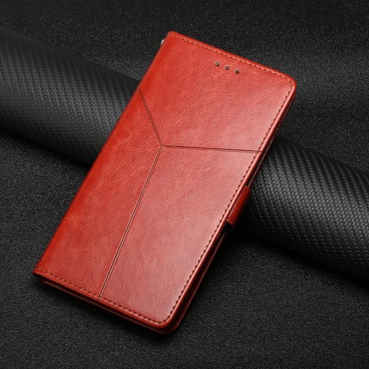 Funda de cuero con tapa en forma de Y para TCL 60 SE/605 (marrón)
