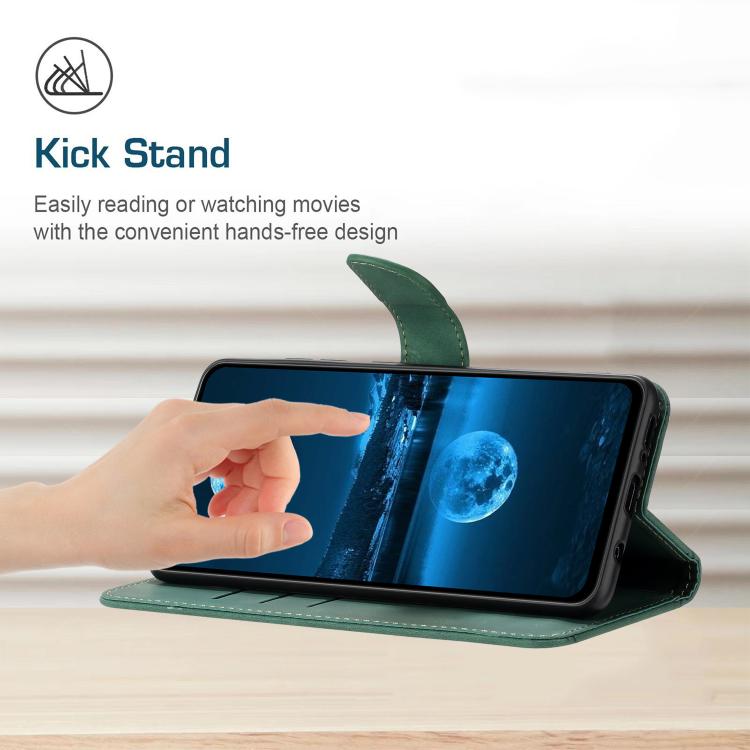 Funda de cuero con relieve y costuras para TCL 60 SE/605 (verde)