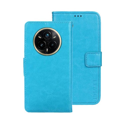 Funda de Cuero con Textura Crazy Horse para Realme 14 Pro+ 5G (Azul Cielo)