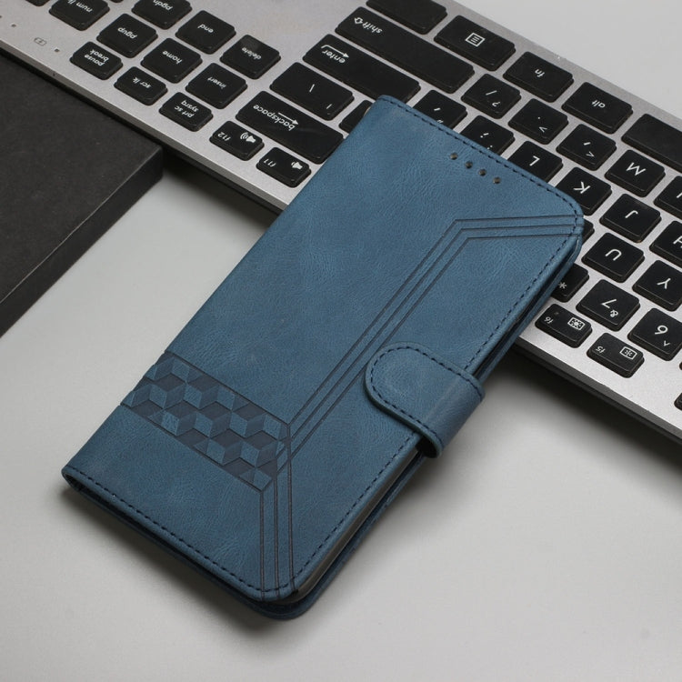 Funda de Cuero con Tapa y Tacto Cúbico para Sharp Aquos R9 Pro (Azul)