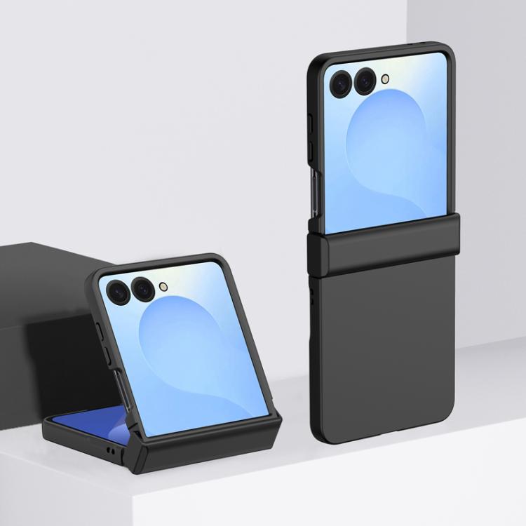 Funda de PC de 3 piezas para Samsung Galaxy Z Flip7 con tacto suave y cobertura total, a prueba de golpes (negra)