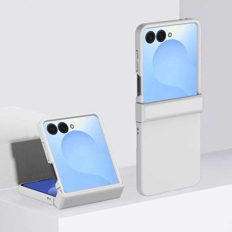 Funda de PC de 3 piezas para Samsung Galaxy Z Flip7, con tacto suave y cobertura total, a prueba de golpes (blanca)