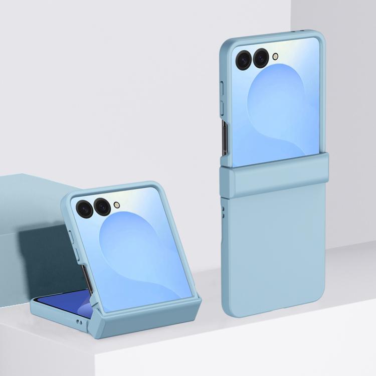 Funda de PC con 3 piezas para Samsung Galaxy Z Flip7, con tacto suave, cobertura total, a prueba de golpes (azul cielo)