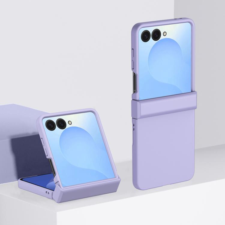 Funda de PC de 3 piezas para Samsung Galaxy Z Flip7, con tacto suave y cobertura total, a prueba de golpes (morado Sakura)