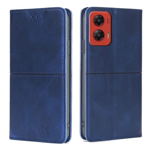 Funda Cuero Magnética Textura de Vaca para Motorola Moto G Stylus 5G (2024) (Azul)