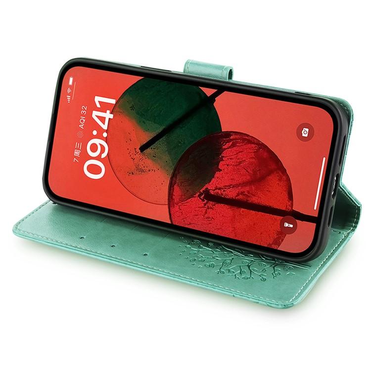 Funda de piel con relieve de árbol y ciervo para Samsung Galaxy XCover 7 Pro 5G (verde)