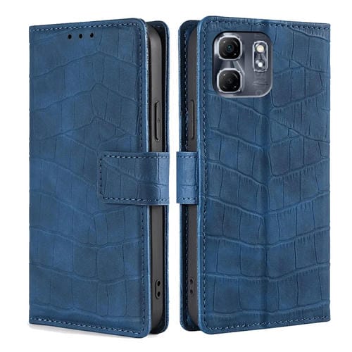 Funda de Piel con Cierre Magnético y Diseño de Cocodrilo para Infinix Hot 50I 4G (Azul)