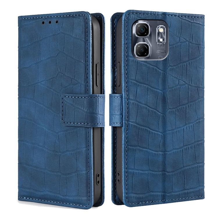 Funda de Piel con Cierre Magnético y Diseño de Cocodrilo para Infinix Hot 50I 4G (Azul)