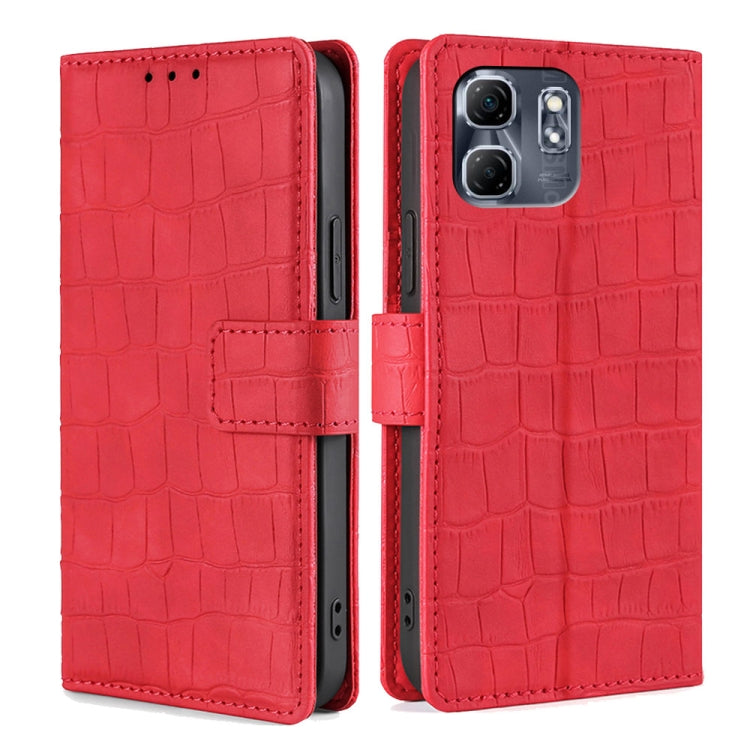 Funda de Piel con Cierre Magnético para Infinix Hot 50I 4G (Rojo) Diseño Cocodrilo