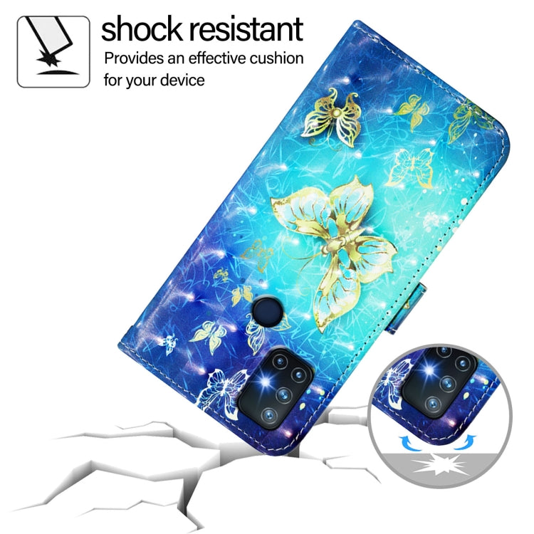 Funda de Cuero con Tapa Horizontal y Pintura 3D para OnePlus Nord N10 5G (Mariposa Dorada)