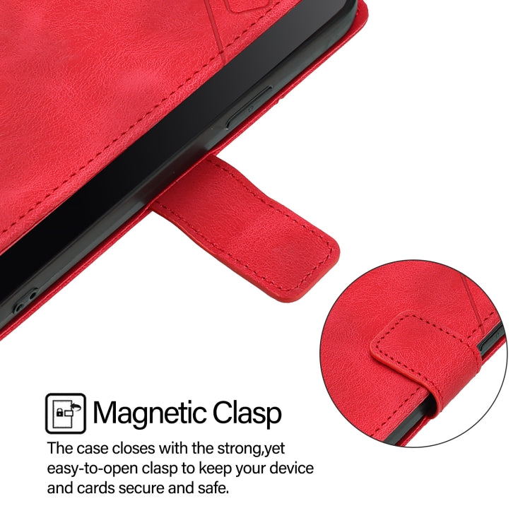 Funda de Piel con Relieve para OnePlus Nord N10 5G (Roja)