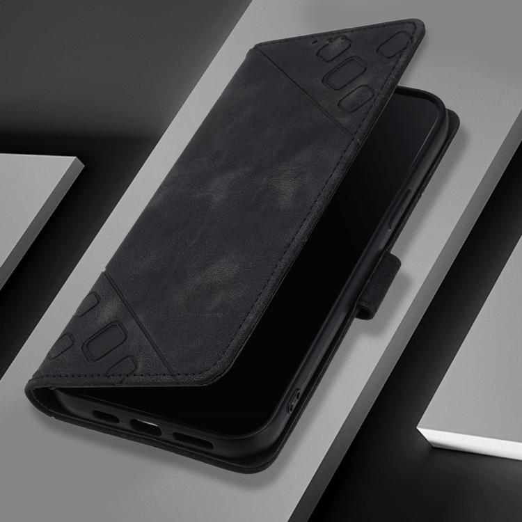 Funda de Cuero con Relieve y Tacto de Piel para OnePlus 13R/Ace 5 Pro 5G (Negra)