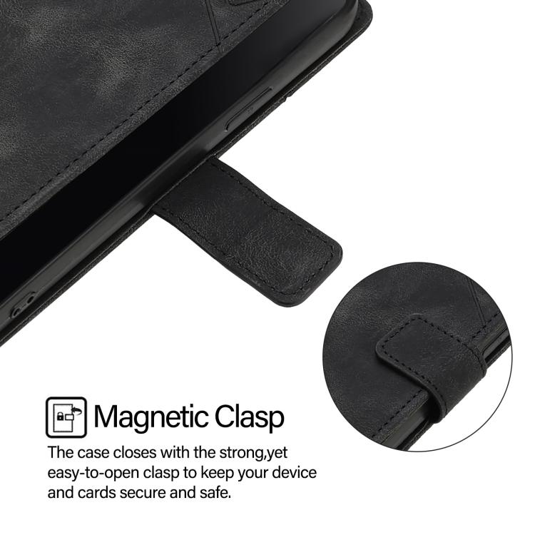 Funda de Cuero con Relieve y Tacto de Piel para OnePlus 13R/Ace 5 Pro 5G (Negra)