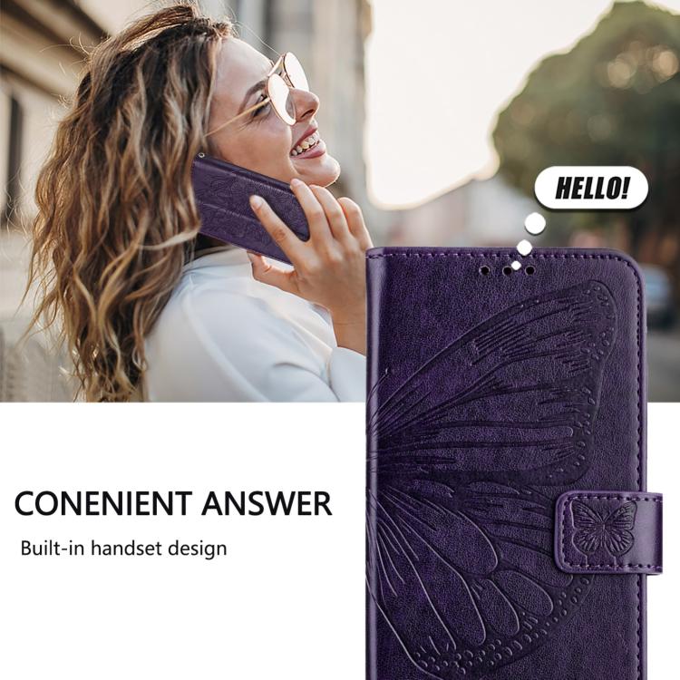 Funda de Cuero OnePlus Ace 5 Pro/Ace 5 con Diseño de Mariposa en Relieve (Morado Oscuro)