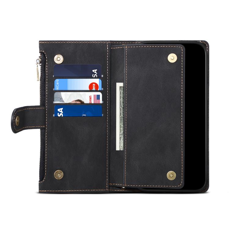 Funda de cuero retro con protección RFID para Motorola Edge 5G 2025 ESEBLE (negro)