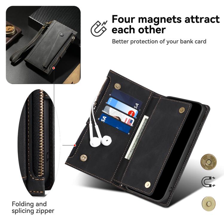 Funda de cuero retro con protección RFID para Motorola Edge 5G 2025 ESEBLE (negro)