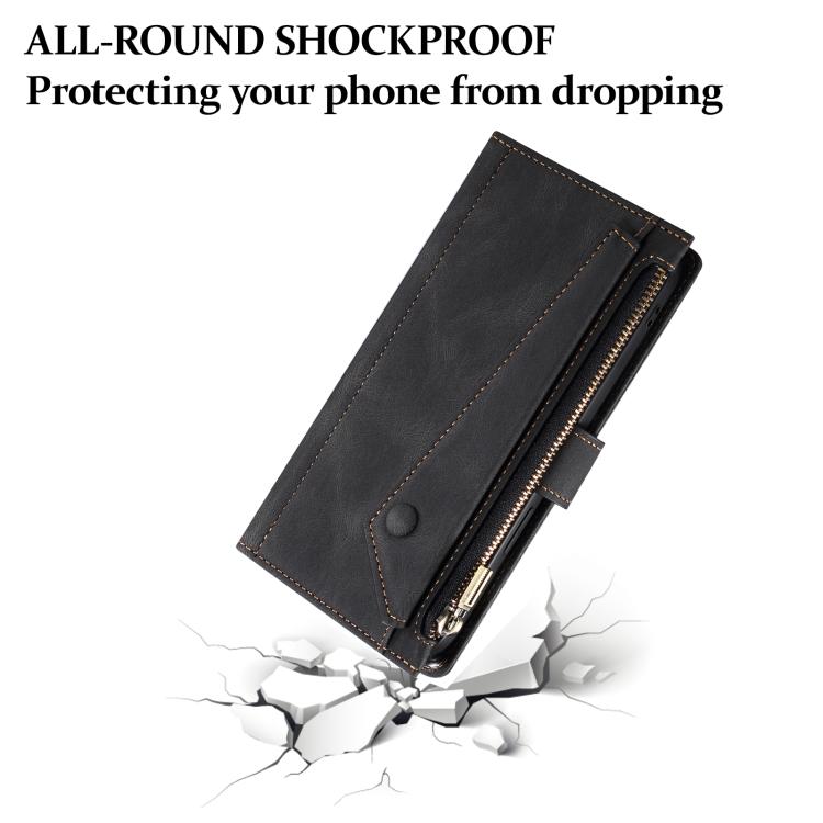 Funda de cuero retro con protección RFID para Motorola Edge 5G 2025 ESEBLE (negro)