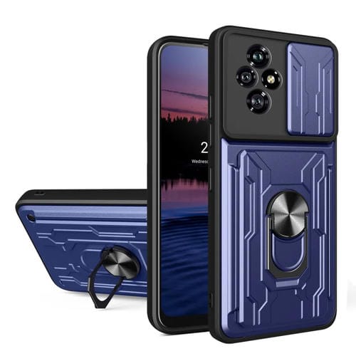 Funda para Teléfono Honor 200 con Ranura para Tarjetas TPU y PC Deslizante (Azul)