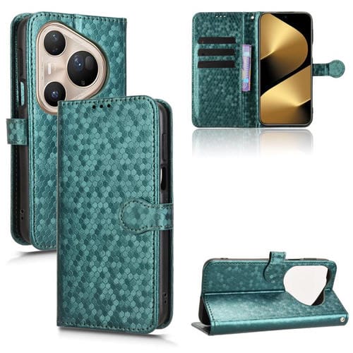 Funda de cuero con textura de panal de abeja para Huawei Pura 80 Pro 5G (verde)