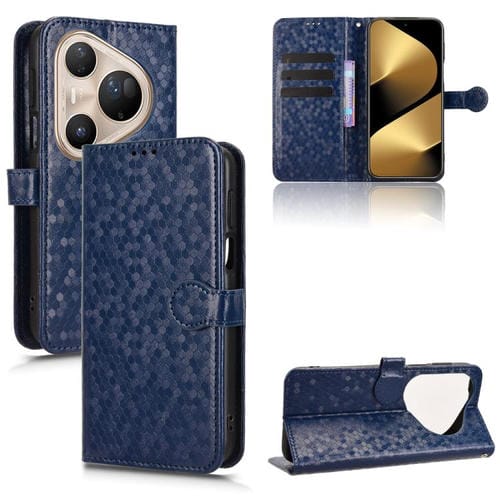 Funda de cuero con textura de panal de abeja para Huawei Pura 80 Ultra 5G (azul)