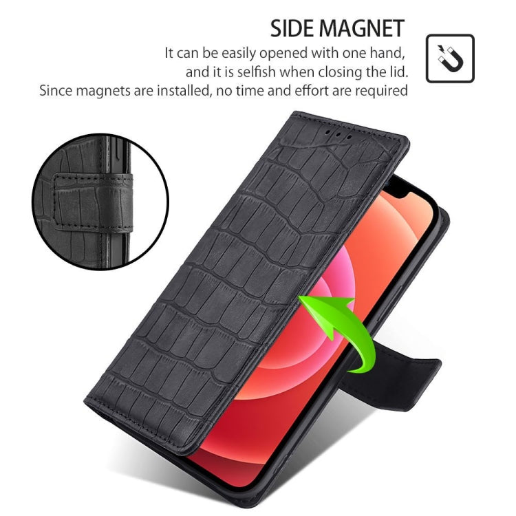 Funda de Piel con Cierre Magnético para Teléfono Itel A50 4G (Negra) Tacto Cocodrilo