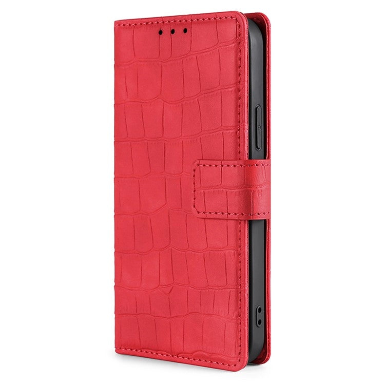 Funda de Piel con Cierre Magnético para Teléfono Itel A50 4G (Rojo) con Tacto Cocodrilo