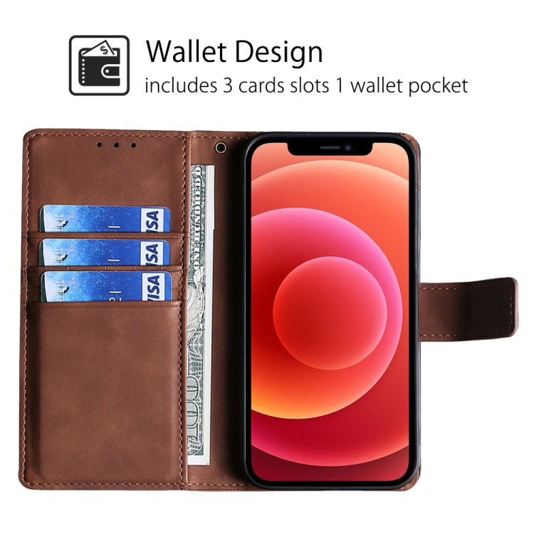 Funda de Piel con Cierre Magnético para Teléfono Itel A50C 4G (Marrón) Diseño Cocodrilo