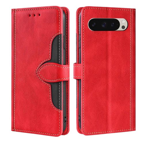 Funda de Cuero con Hebilla Magnética para Google Pixel 9 (Rojo)