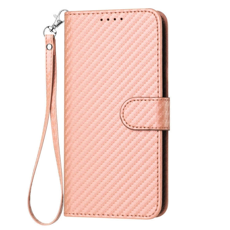 Funda de Cuero con Hebilla de Fibra de Carbono para Sharp Aquos R9 Pro Yx0070 con Cordón (Rosa)