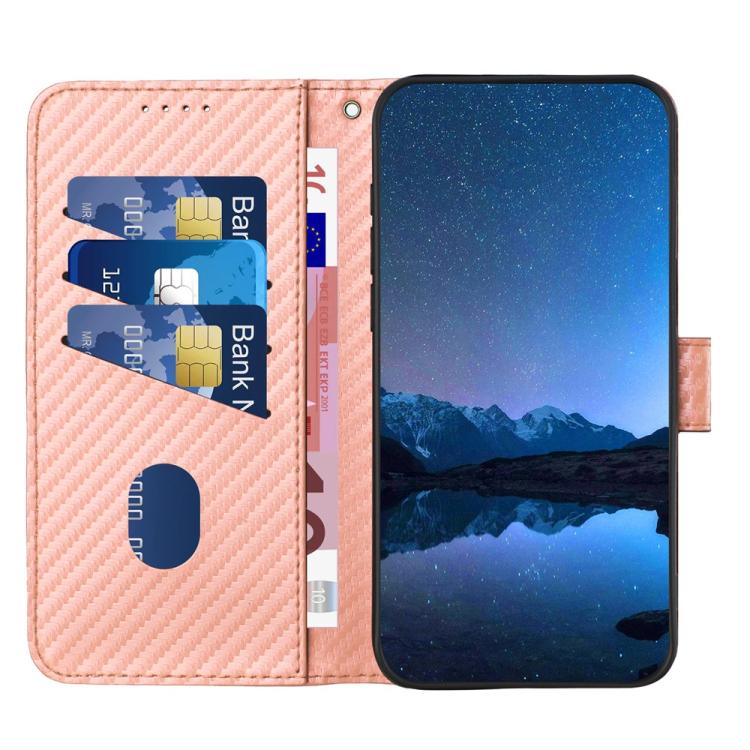 Funda de Cuero con Hebilla de Fibra de Carbono y Cordón para Infinix Hot 10T/Hot 10S Yx0070 (Rosa)