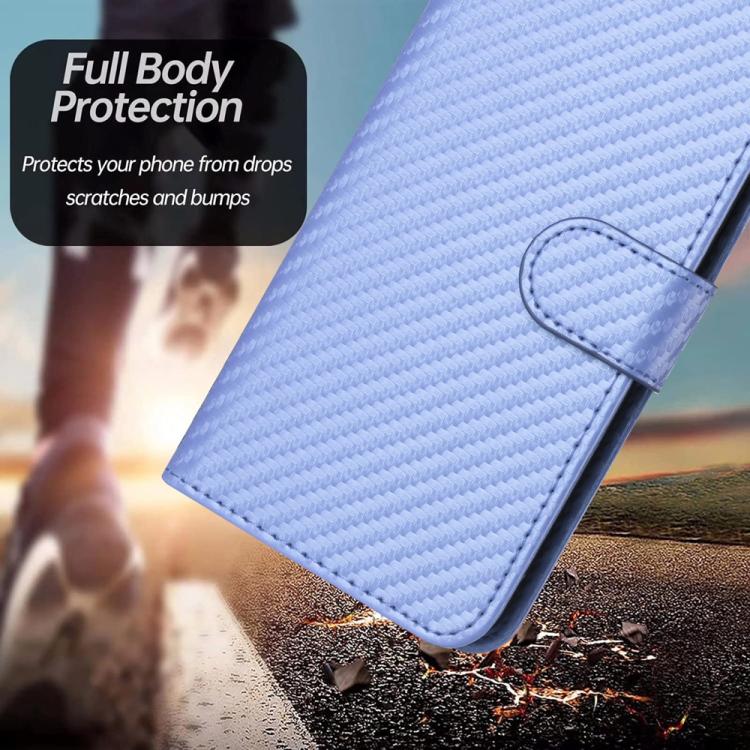 Funda de Cuero con Hebilla de Fibra de Carbono para Infinix Hot 12I YX0070 con Cordón (Morado Claro)