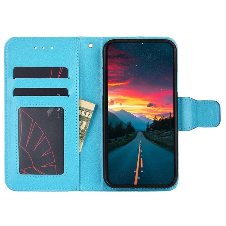 Funda de Cuero con Textura de Cristal para Teléfono Itel S24 4G (Azul Cielo)