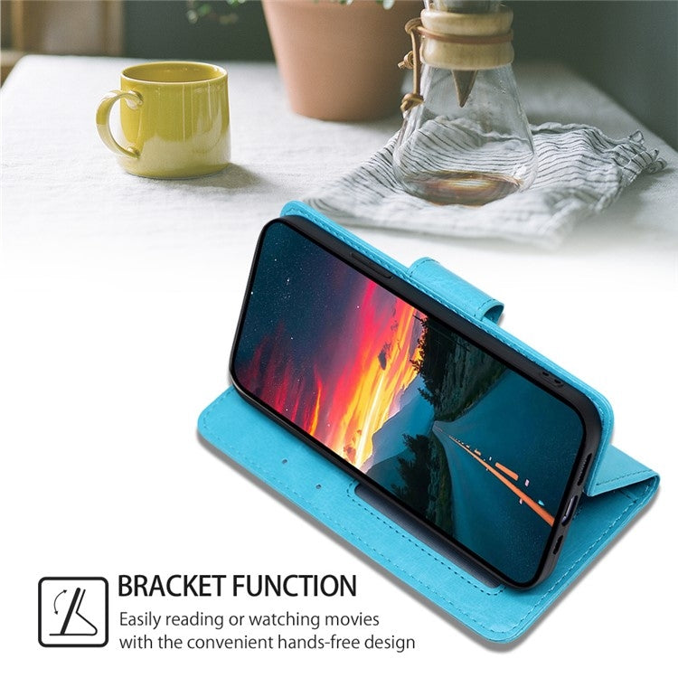Funda de Cuero con Textura de Cristal para Teléfono Itel S24 4G (Azul Cielo)