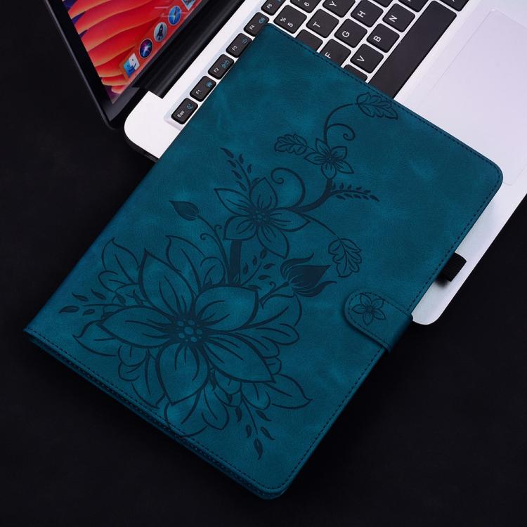 Funda de piel con relieve Lily para Redmi Pad 2 / Redmi Pad SE 11 2025 (azul oscuro)