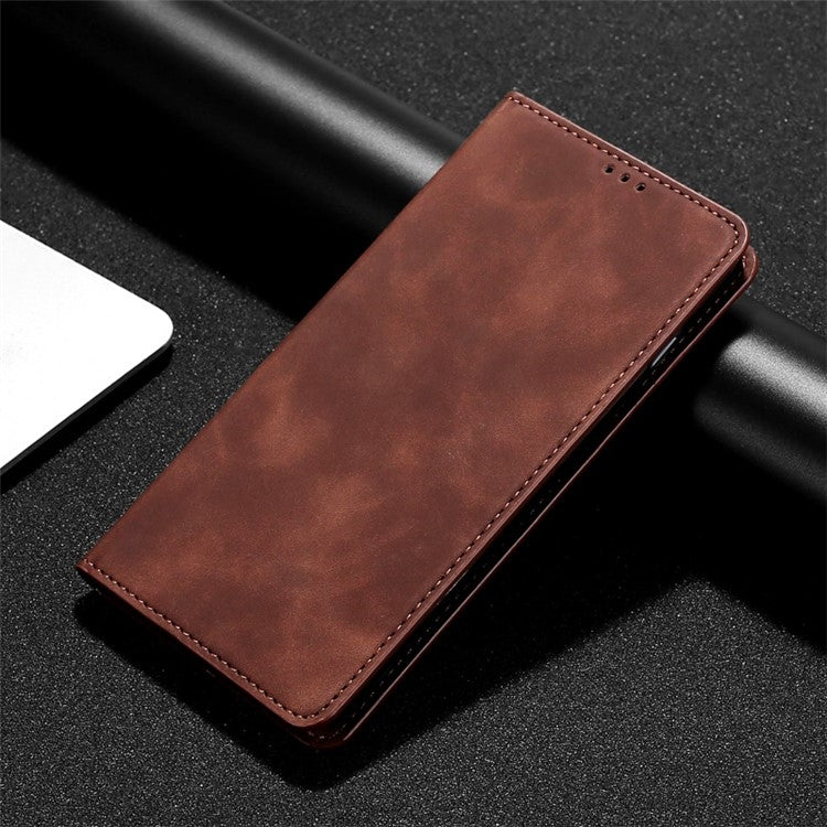 Funda de Piel Magnética para Teléfono Itel A50 4G (Marrón Oscuro)