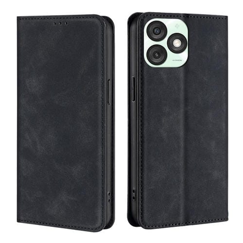 Funda de Cuero Magnética con Tacto de Piel para Teléfono Itel A50 4G (Negra)