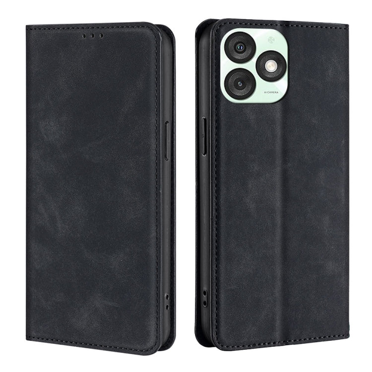 Funda de Cuero Magnética con Tacto de Piel para Teléfono Itel A50 4G (Negra)